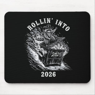Rollin' Into 2026 Funny Cowboy Raccoon Happy New Y Mouse Pad
