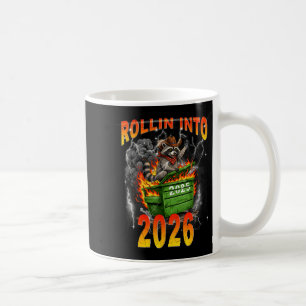 Rollin Into 2026 New Year 2026 Raccoon Cowboy Vint Coffee Mug