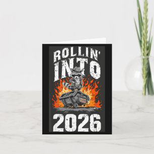 Rollin Into 2026 Raccoon Funny Dumpster Fire 2025  Card