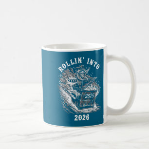 Rollin Into 2026 Raccoon Funny Dumpster Fire 2025 Coffee Mug