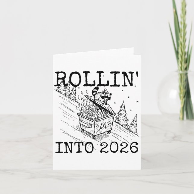 Rollin’ Into 2026 Raccoon Funny New Year Raccoon T Card (Front)
