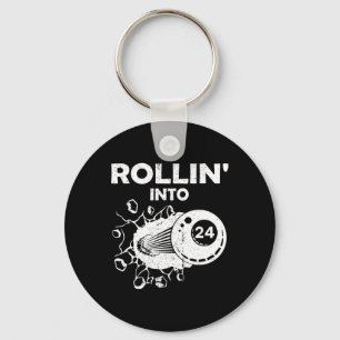 Rollin Into 24 Billiards 24th Birthday Flaming Bil Key Ring