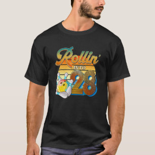 Rollin' Into 28th Birthday Bowler 28 Years Old Bow T-Shirt