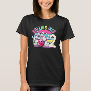 Rollin into 2 Cute Two Year Old Bowling Girl 2nd B T-Shirt