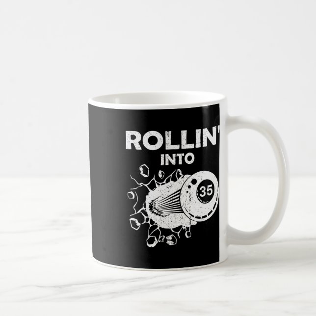 Rollin Into 35 Billiards 35th Birthday Flaming Bil Coffee Mug (Right)