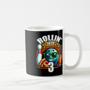 Rollin Into 3 Bowling Birthday Party 3rd Birthday  Coffee Mug