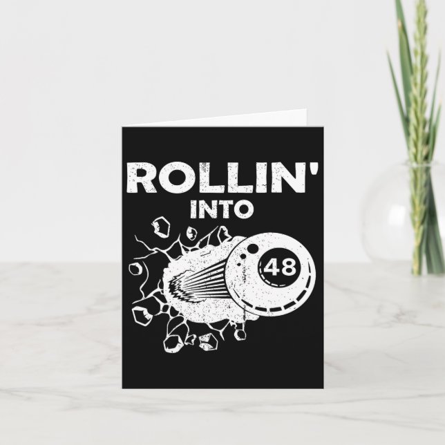 Rollin Into 48 Billiards 48th Birthday Flaming Bil Card (Front)
