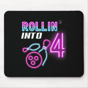 Rollin' Into 4 Birthday Party Bowling Bday Party Mouse Pad