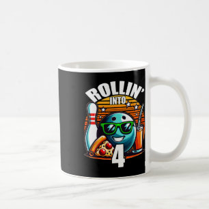 Rollin Into 4 Bowling Birthday Party 4th Birthday Coffee Mug