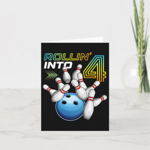 Rollin Into 4 Retro Bowling Birthday Party 4th Bir Card