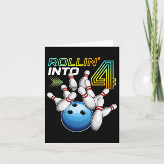 Rollin Into 4 Retro Bowling Birthday Party 4th Bir Card
