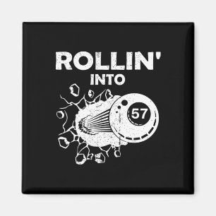 Rollin Into 57 Billiards 57th Birthday Flaming Bil Magnet