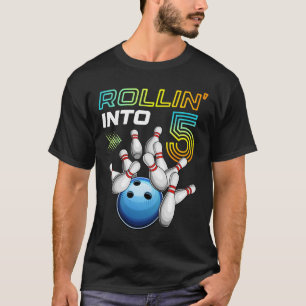 Rollin Into 5 Retro Bowling Birthday Party 5th Bir T-Shirt