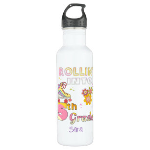 Rollin' Into 5th Grade Girls Retro Roller Skates 710 Ml Water Bottle