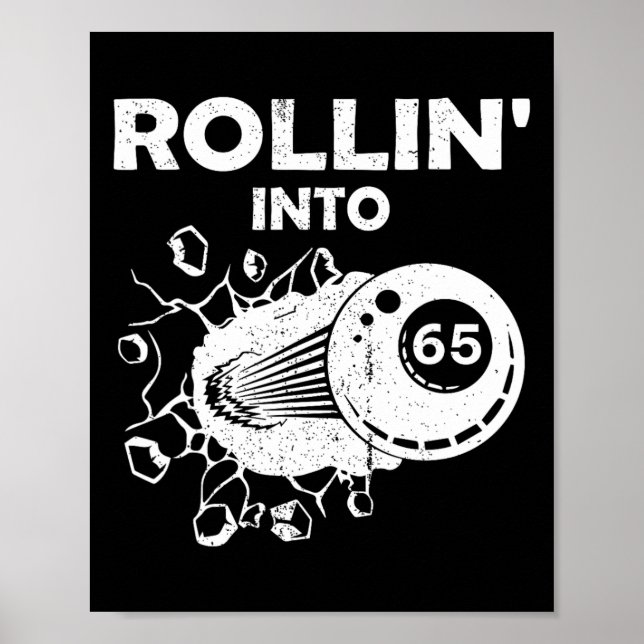 Rollin Into 65 Billiards 65th Birthday Flaming Bil Poster (Front)