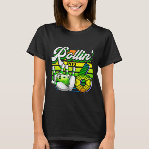 Rollin' Into 6 Retro Bowling Ball 6th Birthday Par T-Shirt