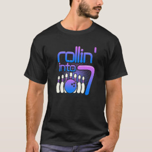 Rollin Into 7 Bowling 7th Bowling Birthday Party T-Shirt