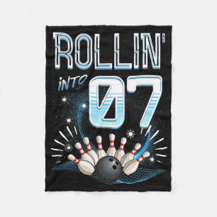 Rollin' Into 7 Bowling Birthday 7th Bowler Bday Pa Fleece Blanket