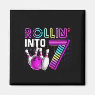 Rollin Into 7 Bowling Birthday Party 7th Birthday Magnet