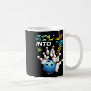 Rollin Into 7 Retro Bowling Birthday Party 7th Bir Coffee Mug