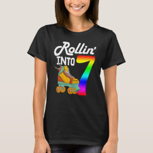 Rollin Into 7  Women Skating Rolling Shoes Birthda T-Shirt