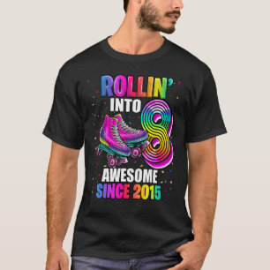 Rollin into 8 Awesome 2015 Roller Skating 8th Birt T-Shirt