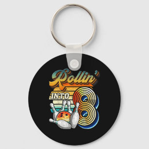 Rollin Into 8 Bowling Birthday Party 8th Birthday Key Ring