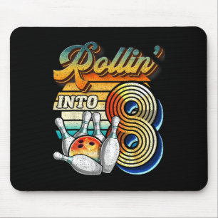 Rollin Into 8 Bowling Birthday Party 8th Birthday Mouse Pad
