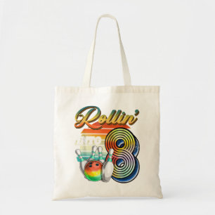 Rollin into 8 Bowling Birthday Party 8th Birthday Tote Bag