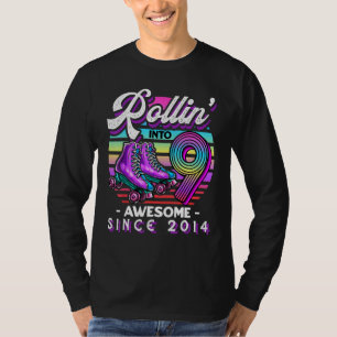 Rollin into 9 Awesome 2014 Roller Skating 9th Birt T-Shirt