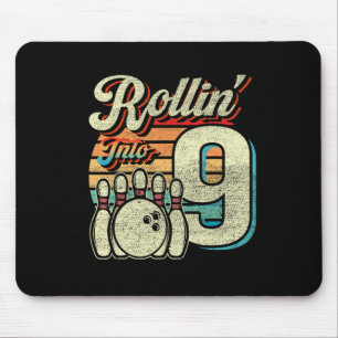 Rollin Into 9 Bowling Birthday Party 9th Birthday  Mouse Pad