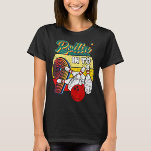 Rollin Into 9 Bowling Birthday Party 9th Birthday T-Shirt