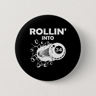 Rollin Into &#  Billiards &# th Birthday Flaming 6 Cm Round Badge