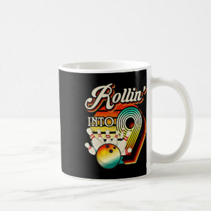 Rollin Into Bowling 9 Year Old Retro Birthday 9th  Coffee Mug