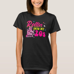 Rollin' Into My 20s   20  Birthday Roller Skating T-Shirt