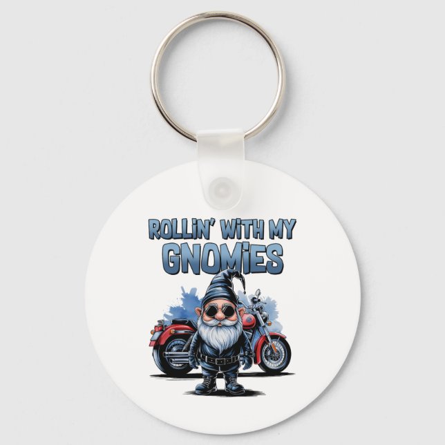 Rollin’ With My Gnomies Motorcycle Key Ring (Back)