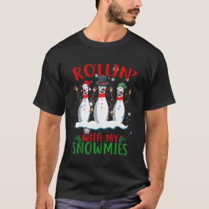 Rollin With My Snowmies Bowling Crew Christmas T-Shirt