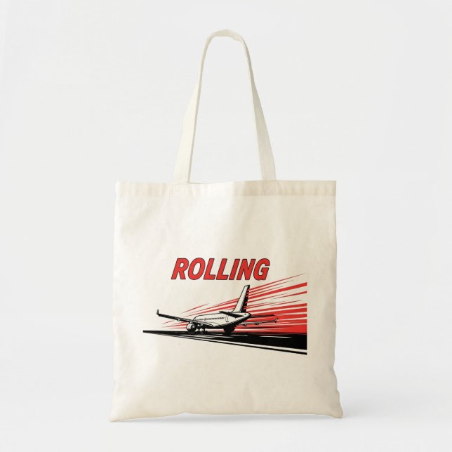 Rolling Airplane Aviation Tote Bag (Front)