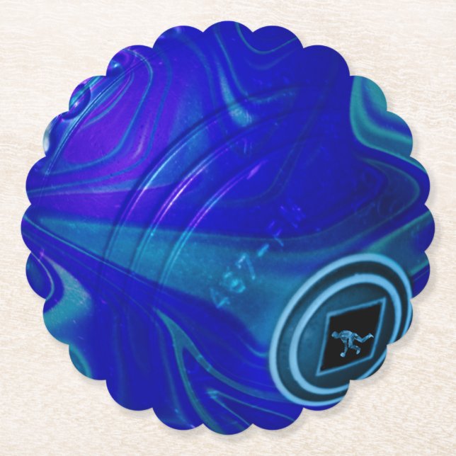 Rolling Blue: The Classic Lawn Bowl Paper Coaster (Front)