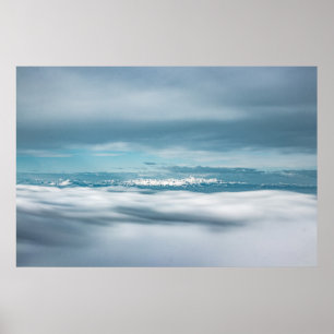 Rolling clouds majestic mountain Triglav Poster