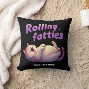 Rolling Fatties Cat Meme Funny & Cute Chonk Cats Cushion