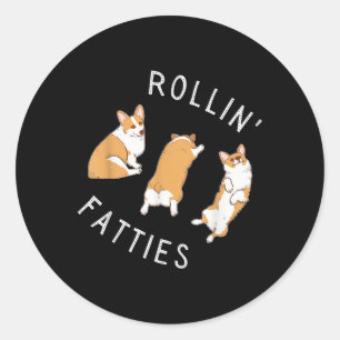 Rolling Fatties Corgi Funny Fat Cute Corgi Lover Classic Round Sticker