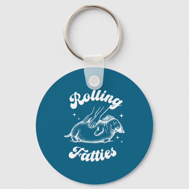 Rolling Fatties Dog Dachshund Weed Wiener Dog Love Key Ring (Front)