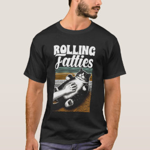 Rolling Fatties Funny Cat Lover Kitty Kitten Retro T-Shirt