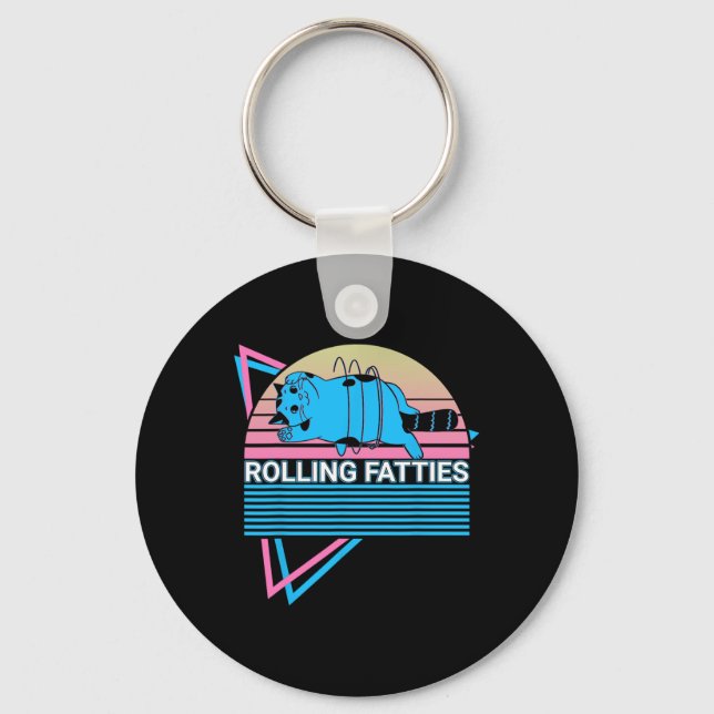 Rolling Fatties Funny Cat Retro  Key Ring (Front)