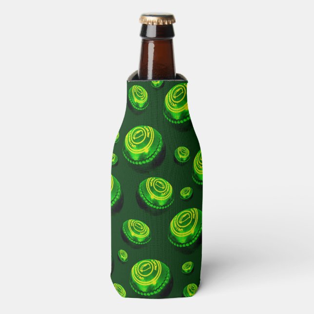 Rolling Greens: Lawn Bowl Pattern in Oil Paint Bottle Cooler (Bottle Front)