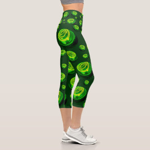 Rolling Greens: Lawn Bowl Pattern in Oil Paint Capri Leggings