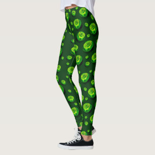 Rolling Greens: Lawn Bowl Pattern in Oil Paint Leggings