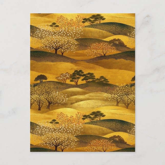 Rolling Hills Landscape Chiyogami  Postcard (Front)