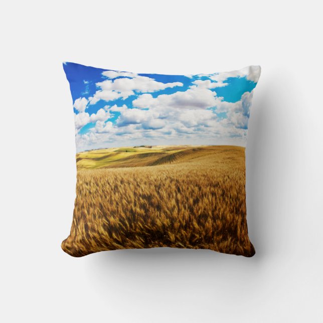 Rolling hills of ripe wheat cushion (Front)
